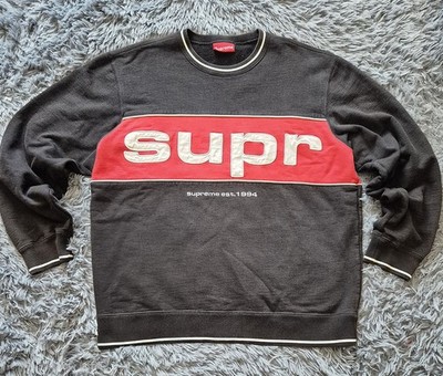 Supreme Piping Crewneck Black/Red 2019 Deadstock