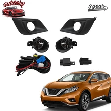 Bumper Fog Lights Lamps For Nissan Murano 2015-2018 Switch+Harness+Relay+Wiring