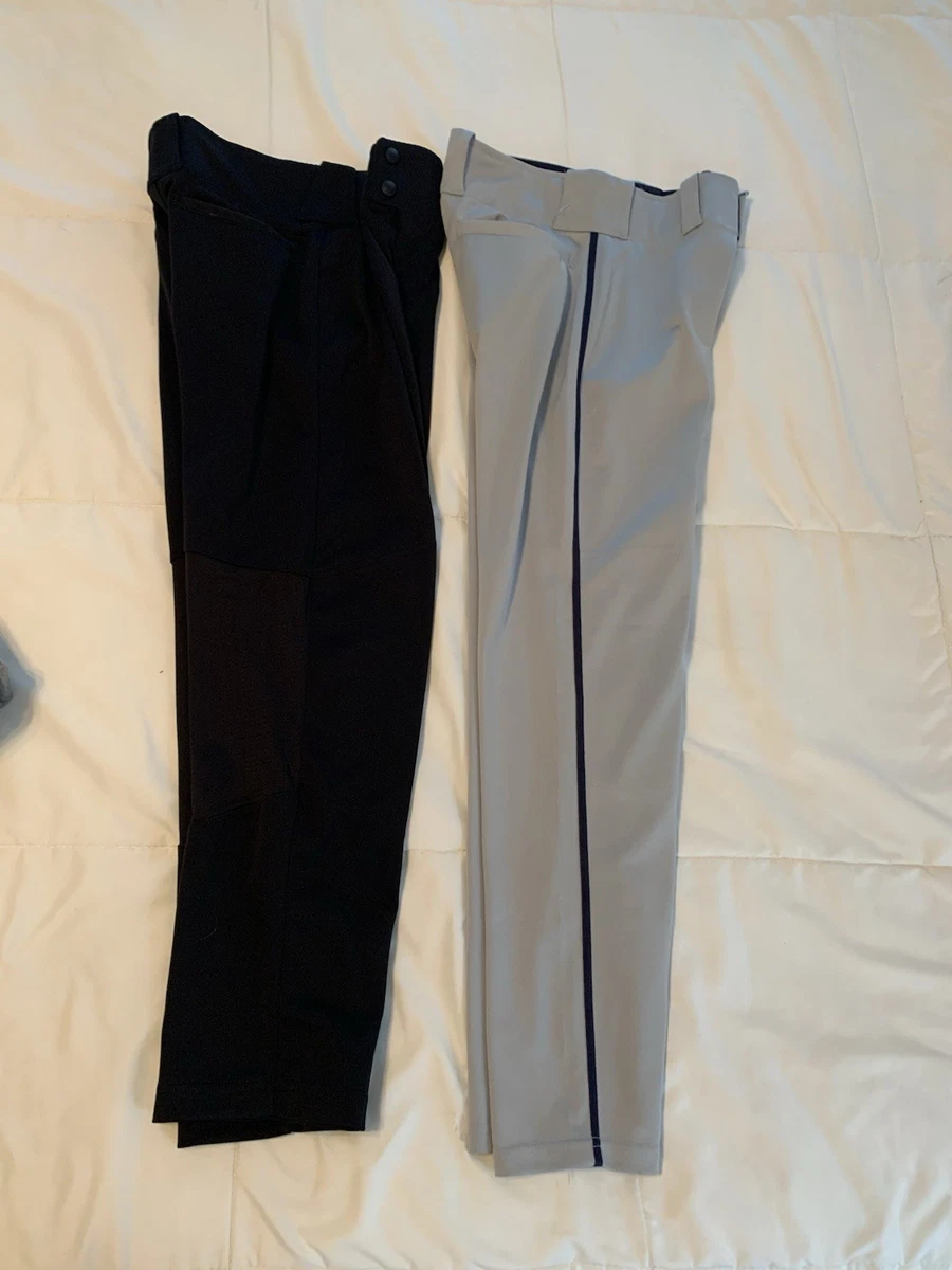 2 Stück Nike Baseballhosen Jungen volle Länge Jugend Large schwarz grau mit Paspel