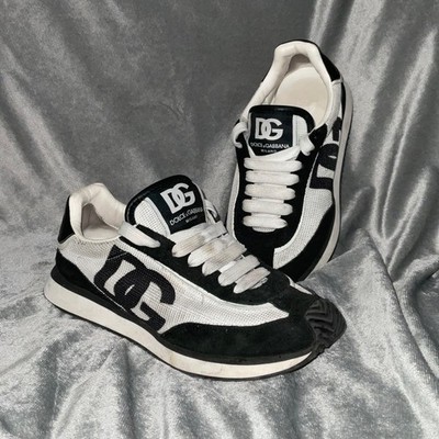 DOLCE & GABBANA DG CUSHION BLACK WHITE LEATHER SNEAKERS SZ 37.5
