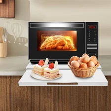 Microwave Stand with Pull-Out Shelf Counter-top Organizer for Compact Microwaves