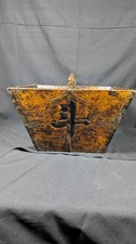 Antique Chinese wooden rice measuring bucket "dou" 1850-1880 Century with COA
