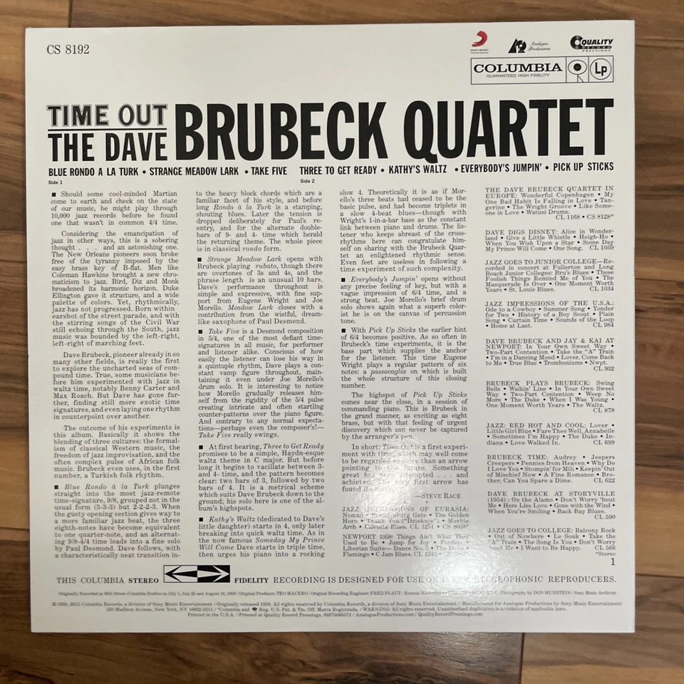 Dave Brubeck Quartet - Time Out - Analogue Productions - Image 2 of 2