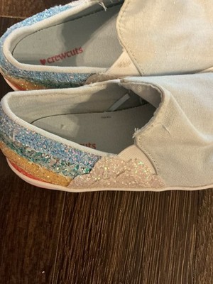 Girl s Crew Cuts Light Blue Shoes Rainbow Sparkle Size 13