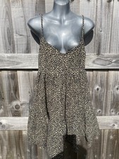 Versatile and lightweight soft stretch leopard print medium tiered A line dress 