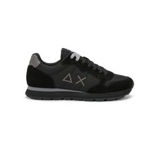 Zapatillas de cuero y tela técnica para hombre Sun68 TOM SOLID NEGRO/GRIS OSCURO