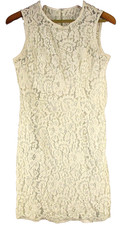 Eva Menders Womens Crew Neck Lace Sheath Dress Sleeveless Size 6 White