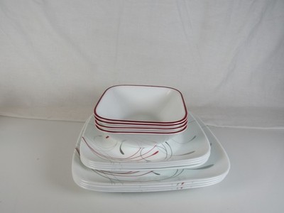 Corelle Splendor, Square, 12 Piece, Dinnerware Set Salad and