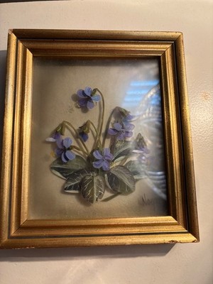 Edmond J. Nogar Creations Reverse Hand Painted Oil On Glass MCM Signed Original