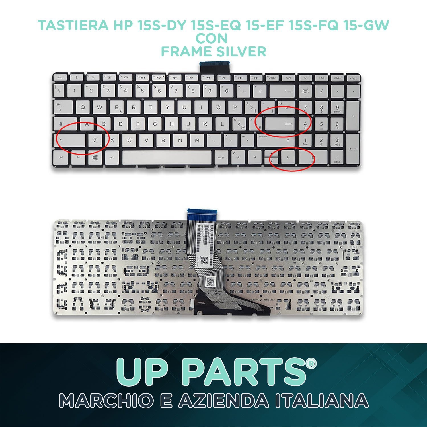 Tastiera Italiana per Notebook HP (Silver) per  15-DB
