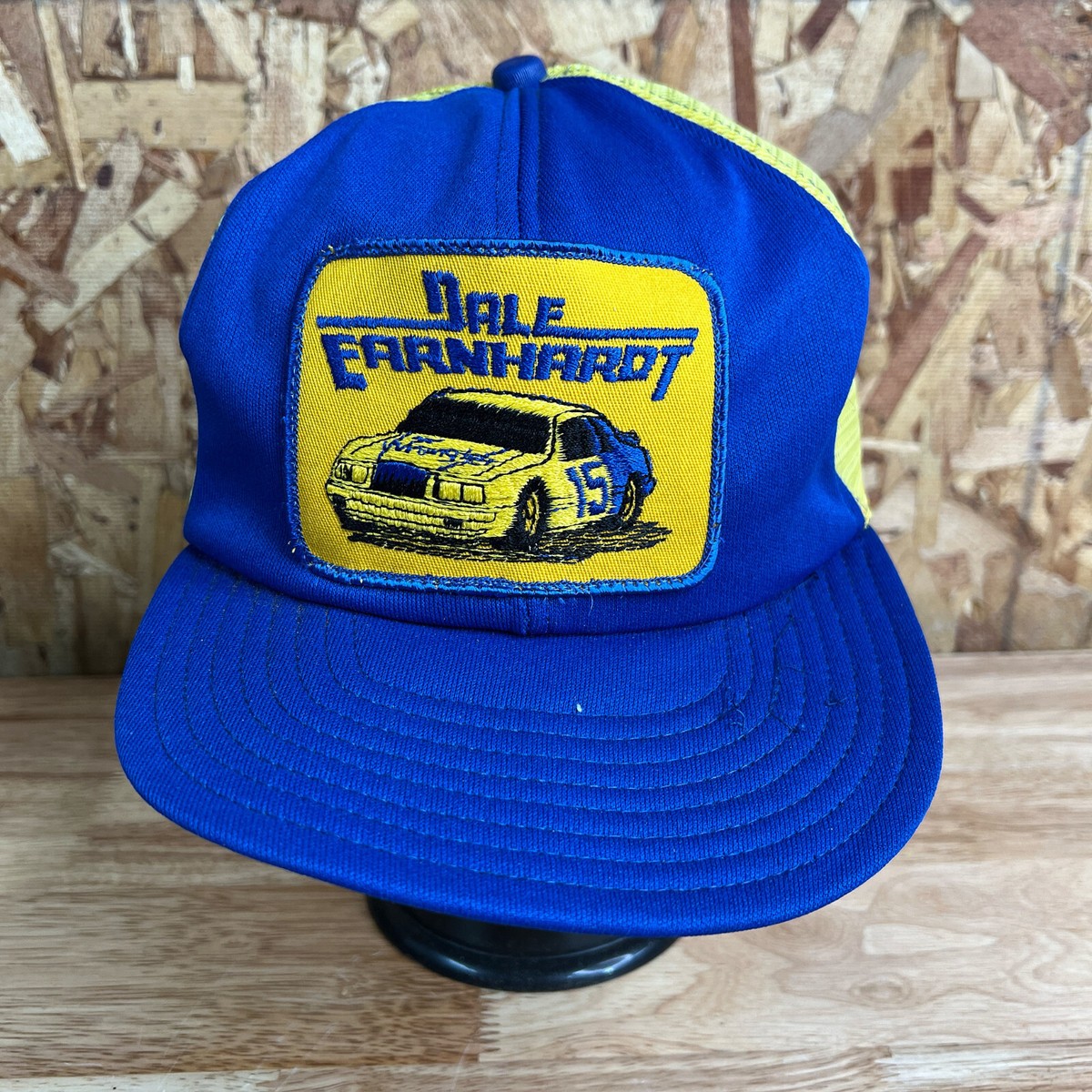 Vintage Dale Earnhardt 15 Wrangler Patch Mesh Blue Yellow Trucker Snapback