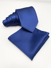 New Microfiber Satin Solid Neck tie and  Pocket Square Hankie Set wedding Prom
