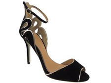 Badgley Mischka Women's Franki Ankle Strap Dress Sandals Black Suede Pumps 9 M