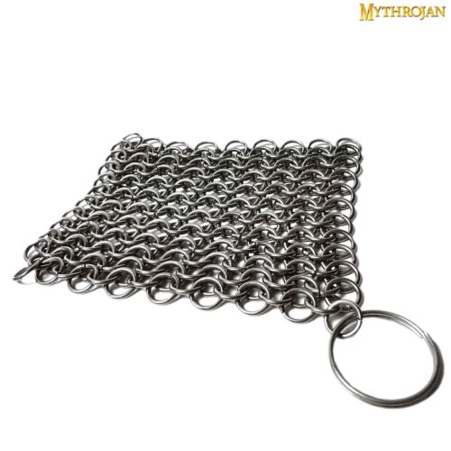 Chainmail Steel Stainless Skillet Cast Iron Scrubber Kitchen Cookware 10 x 10cm - Afbeelding 1 van 16