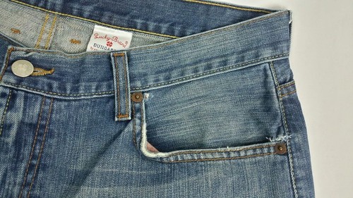 Pantalones de mezclilla Lucky Brand para hombre peto corte bota cremallera mosca longitud corta talla 34x29,5 - Imagen 9 de 9