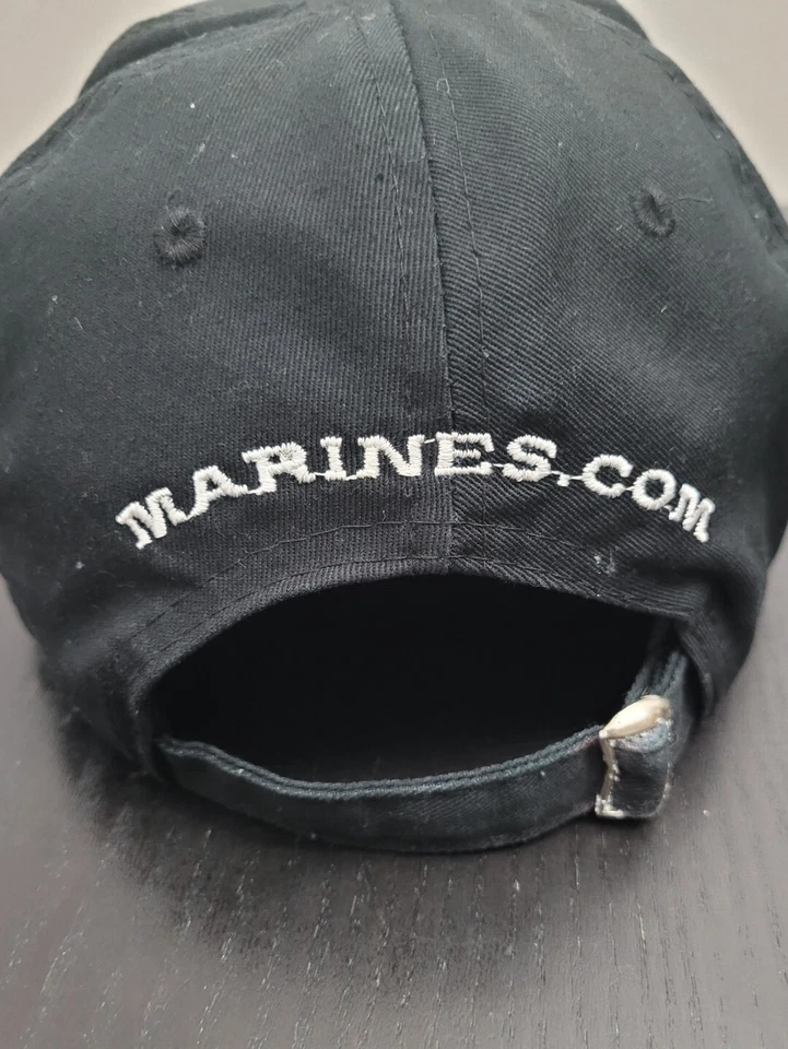 US Marines Corp Globe Eagle Anchor Logo Black Baseball Cap Earned Never Given - Image 3 of 4