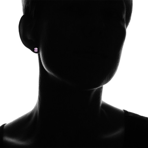 Yellow Gold Flashed Sterling Silver Simulated Amethyst 7x5mm Oval Stud Earrings - Picture 4 of 4