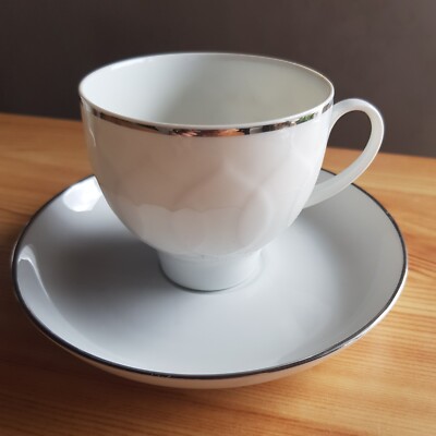 1x Kaffeetasse mit 1x Untertasse, offener Fuß Rosenthal Lotus Secunda Platin