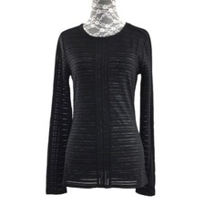 Blusa Pullover BCBG MaxAzria Negra Tejida Jacquard Para Mujer Pequeña Manga Larga