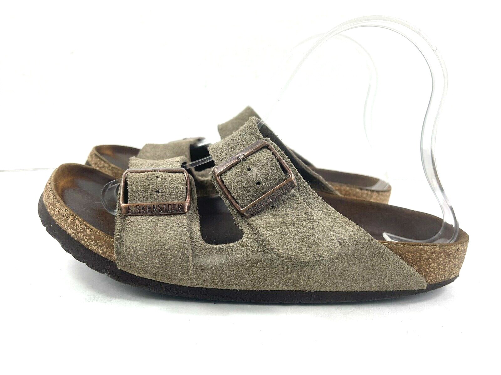 Birkenstock Arizona Women's Shoes Gray 39/ 8.5M Suede Leather Slides