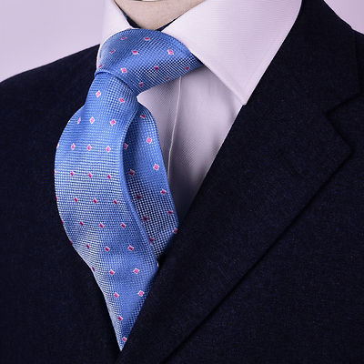 Pink Diamond Studs Light Blue Designer Luxury Formal Business B2B 3'' Regular Tie