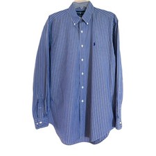 Ralph Lauren Men's Classic-Fit Blue Striped Dress Shirt size 15.5