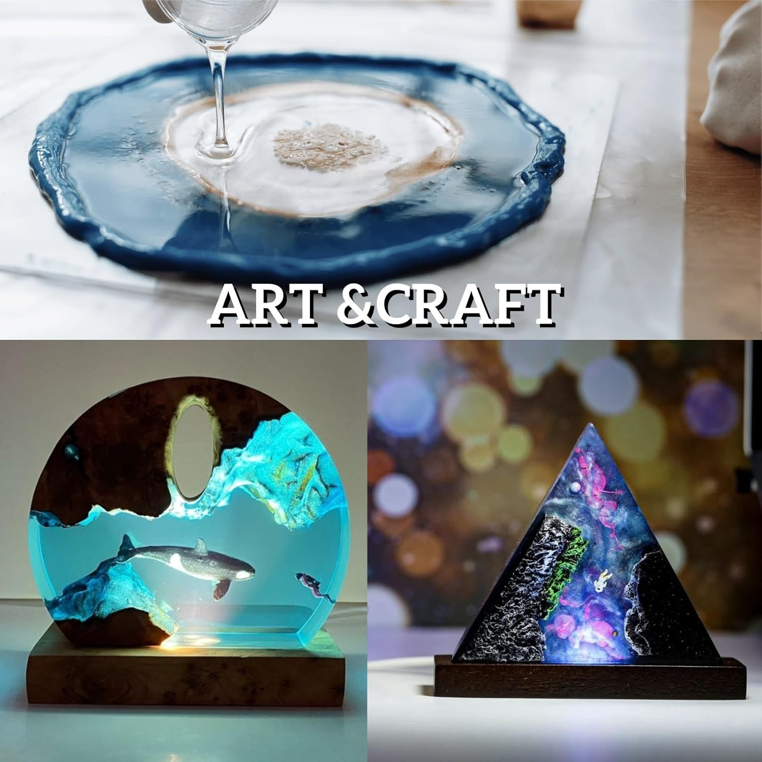 Clear Epoxy Resin Kit 2 Part 32 Oz for Table Bar Top Countertop Wood Food Safe S