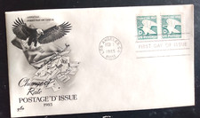 BALD EAGLE  D RATE COIL PAIR 1985 ARTCRAFT CACHET FDC VF UNADDR