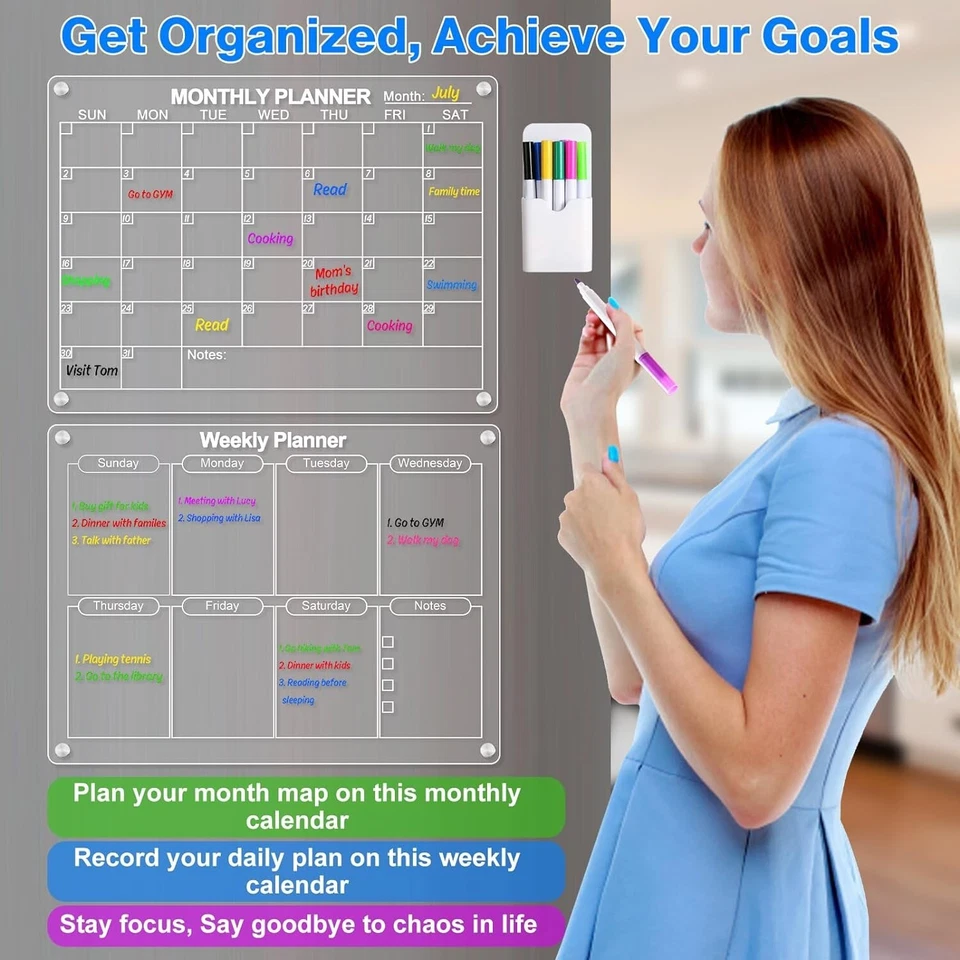Acrylic Magnetic Monthly and Weekly Calendar for Refrigerator - NEW IN BOX!! - Image 3 of 4