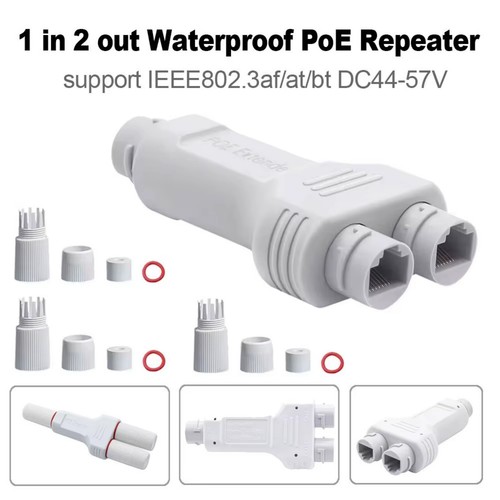 100mbps 1 in 2 out POE Repeater W/3set Waterproof Parts IEEE802.3af/at - Picture 11 of 13