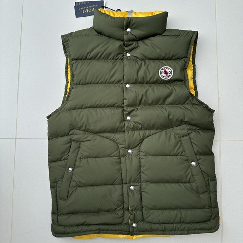 Polo Ralph Lauren Men Reversible Denver Down Vest Gilet Green Yellow Size XS - Picture 2 of 8