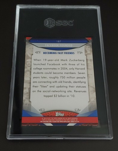 Facebook Founded 2011 Topps American Pie #187 Rookie Card RC - Graded SGC 9 MINT - Picture 2 of 2