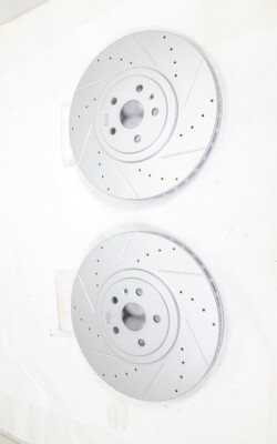 ZZP Cross Drilled & Slotted 390mm Front Brake Rotors Cadillac CTS