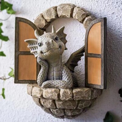 Climbing Window Dragon Resin Sculpture Home Crafts Garden Ornaments Holiday Gift