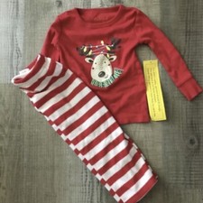 CAT JACK baby toddler 18 M Reindeer Christmas PAJAMA Pjs Jammie set Fleece NEW