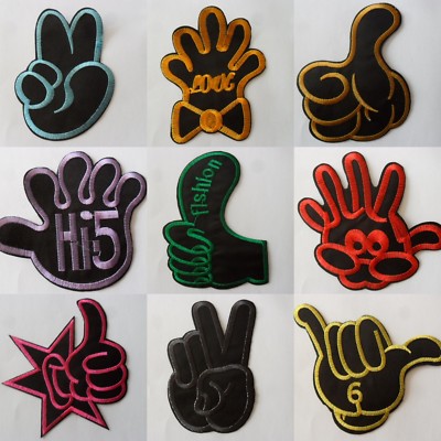 Aufbügler Aufnäher Hand Daumen hoch Victory High Five hipp trendy cool modern