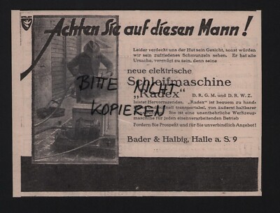 HALL/HALL, Advertising 1928, Bader & Halbig Grinder Radex