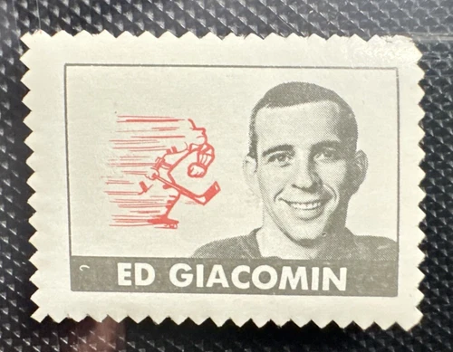1969-70 Ed Giacomin O-Pee-Chee New York Rangers OPC NHL Vintage Hockey Stamp NMT