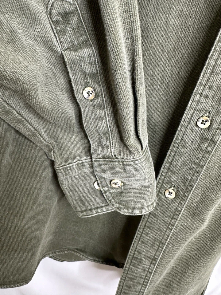 Camisa de hombre Crystal Springs verde manga larga muy gruesa con botones talla grande Foto 3 de 4