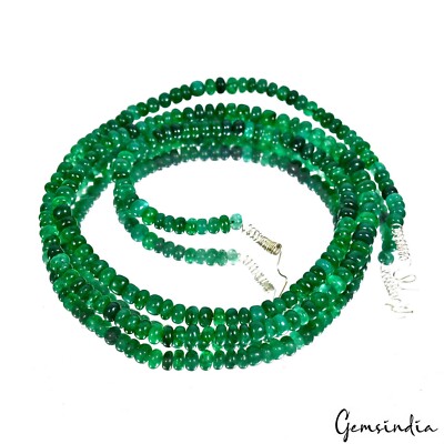 200 Pc Natural Green Emerald Round Cabochon Drilled Loose Beads 4-5mm/22'' Strand