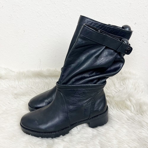 Zara Woman Black Leather Ankle Boots Size 37 - Picture 4 of 6