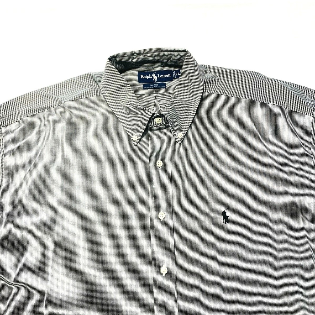 Ralph Lauren BLAKE リネンシャツ グレー　Lサイズ Ralph Lauren Blake 100% Two-Ply Cotton Button Down Shirt Gingham