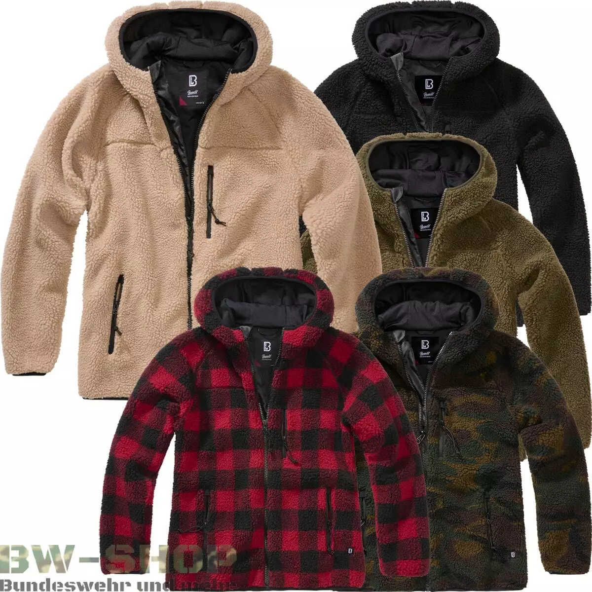 BRANDIT LADIES TEDDYFLEECE HOODED JACKET WINTER JACKET HUNTING OUTDOOR FLEECE JA