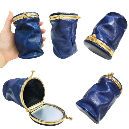 Leather Lipstick Pouch Mini Cosmetic Bag with Mirror Foldable Makeup Pouch fo... - Picture 5 of 7