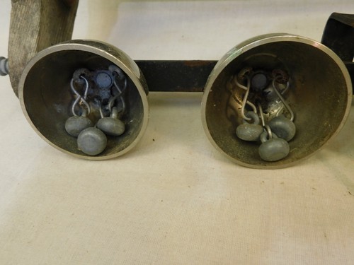 Antique Signed Sleigh Bells on Wooden Frame Horse Carriage Winter Christmas - Picture 12 of 13