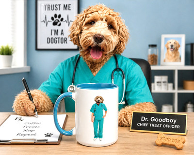 Personalized Custom White Ceramic Coffee Mug Nurse Dog's Photo & Name Cup