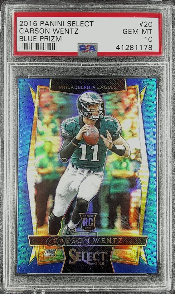 2016 Panini Select Concourse Blue Prizm /149 Carson Wentz #20 PSA 10 GEM MT h8k