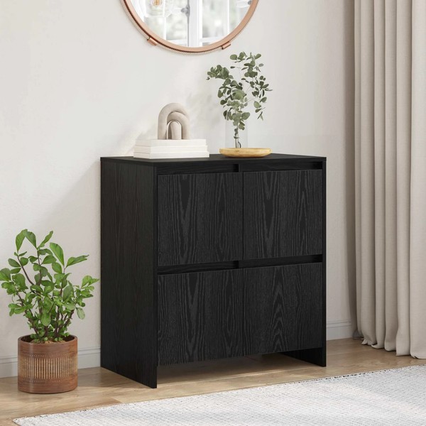 Sideboard Schwarz Eichen-Optik 70 X 41 X 75 Cm Holzwerkstoff-image