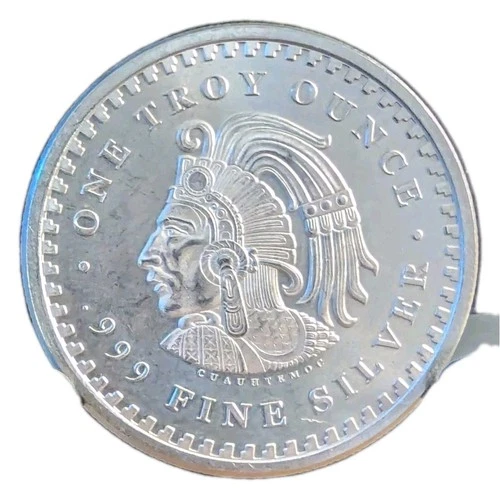 Aztec Calendar - Cuauhtemoc Silver Round, GSM, 1oz  .999, BU, Lot Of 2
