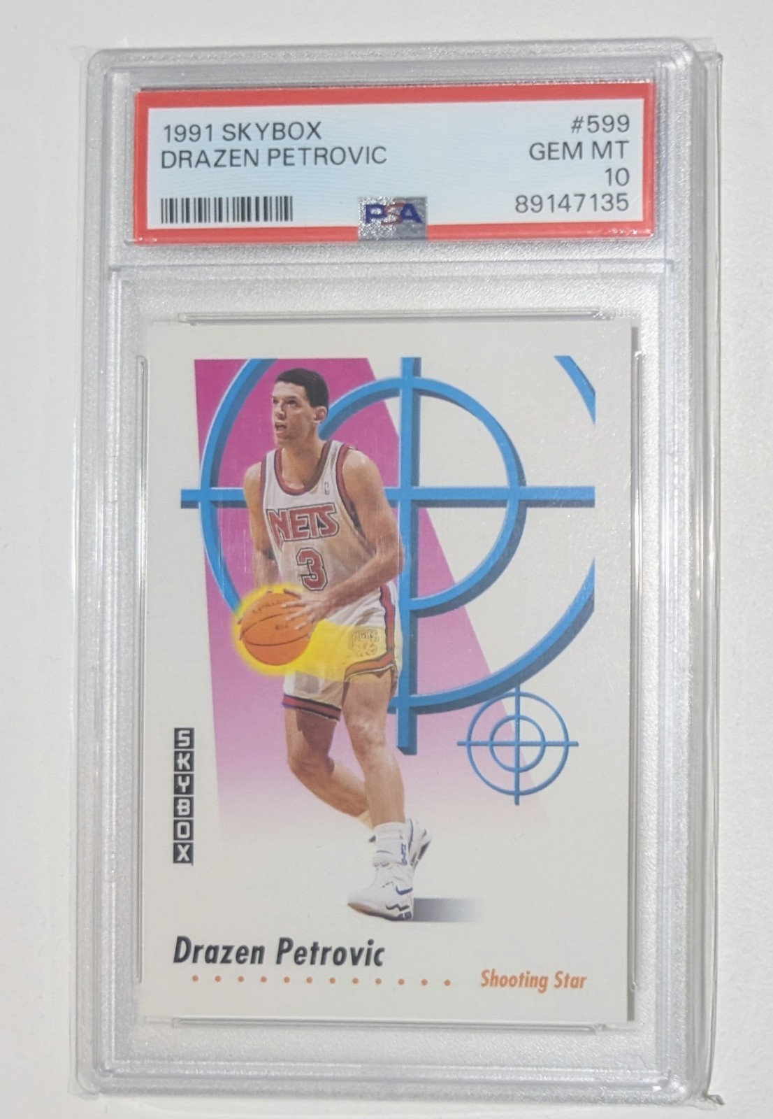 1991 SKYBOX #599 DRAZEN PETROVIC NETS HOF PSA 10 GEM MINT Croatian Sniper RARE